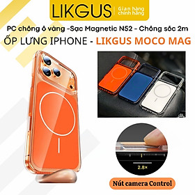 Ốp lưng trong suốt AeroClear sạc từ tính Magnetic nút Ai Camera control Likgus Moco cho iPhone 17 Pro Max / 17 Pro - Chống ố vàng, Viền bảo vệ camera, Thiết kế siêu mỏng - Hàng nhập khẩu - Trắng - iPhone 17 Pro Max