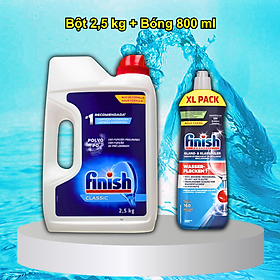 Combo nước làm bóng bát finish 800ml+Bột rửa bát finish 2.5kg dùng cho máy rửa bát