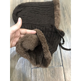 Mũ len liền khăn lót nỉ trùm kín cổ siêu ấm nhiều màu