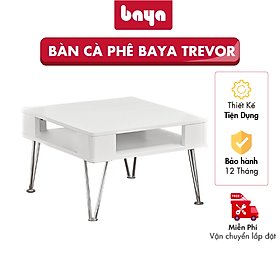 Mua Bàn Trà Cafe Phong Cách Hiện Đại BAYA Trevor Chất Liệu Mặt Bàn Bằng Gỗ MDF Phủ Sơn Trắng Cạnh Bo Tròn  Chân Bàn Bằng Kim Loại Thiết Kế Bàn Hình Vuông Có Ngăn Chứa 1025002