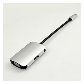 Bộ Chuyển Đổi Đầu HDMI Sang VGA Loại C Cho Apple Laptop Snowkids- Bạc