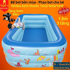 Mua Bể bơi bơm hơi trẻ em chính hãng D Danido  Phao bơi cho bé 1.2m/1.5m/1.8m chất lượng  bền đẹp  2 tầng - 3 tầng  dày dặn  chống trượt  Bể bơi cho bé  Hồ bơi nhân tạo