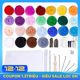 Bộ len 25 màu cùng dụng cụ đan len tiện dụng