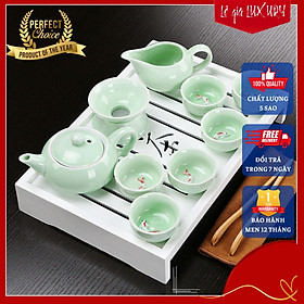 Mua Bộ ấm chén sứ pha trà đạo Cảnh Đức Trấn họa tiết Cá Chép nổi độc đáo  Bộ ấm chén uống trà