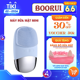 Máy rửa mặt sóng âm cầm tay 3 trong 1 BOORUI 03 : Rung 5 cấp độ hỗ trợ massage, đẩy tinh chất, làm sạch sâu và trẻ hóa làn da - Chất liệu silicone an toàn, kháng nước IPX7