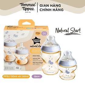 Bình Sữa PPSU Ty Siêu Mềm Tự Nhiên Tommee Tippee Natural Start (Bộ 1 Bình 260ml và 1 Bình 150ml)