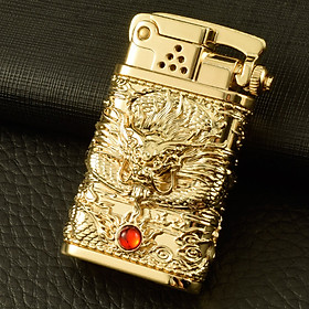 Mua Vỏ Hột Quẹt Bật Lửa Xăng Zorro Z602 Thiết Kế Họa Tiết Rồng Đính Ngọc Đỏ Đẹp Độc Lạ - Dùng Xăng Bấc Đá Cao Cấp