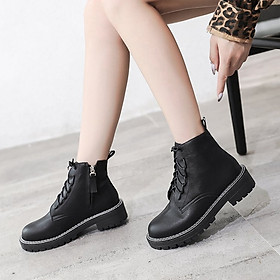 IELGY Martin boots women's fashion thick-soled trend British wind wild black boots children