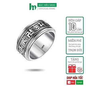 Nhẫn nam bạc thái - nhẫn xoay om mani padme hum chữ vạn - bạc hiểu minh na537t