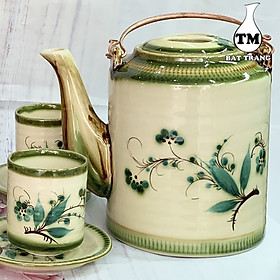 Mua Bộ Ấm Tích Pha Trà Hãm Chè Xanh 1.5L Da Lươn Vẽ Tay Xưởng Gốm TM ( bộ bình trà  uống trà