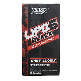 Thực phẩm bổ sung LIPO 6 BLACK của Nutrex hộp 60 viên hỗ trợ đốt mỡ, giảm cân mạnh mẽ, tăng tỉnh táo tập trung cho người tập GYM và chơi thể thao
