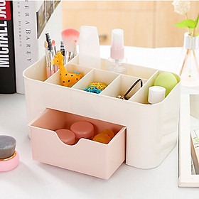 Hộp Đựng Mỹ Phẩm Đồ Dùng Đa Năng Bằng Nhựa Có Ngăn Kéo Tiện Dụng ( tặng cột tóc quả bơ )