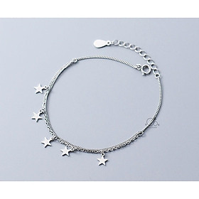 Lắc tay bạc moonsilver, vòng tay bạc nữ dây kép ngôi sao rơi xinh xắn