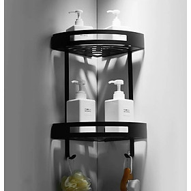 Kệ phòng tắm bao gồm kệ khăn và kệ góc đựng xà phòng mỹ phẩm bằng inox sus 304 sơn tĩnh điện màu đen