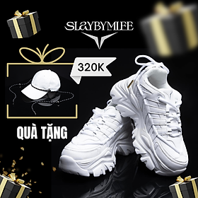 Giày đế cao SLAY BY MLEE, Sneaker Chunky All - White, Hàng chính hãng cao cấp