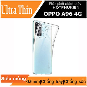 Ốp lưng silicon dẻo cho Oppo A96 4G hiệu Ultra Thin trong suốt mỏng 0.6mm độ trong tuyệt đối chống trầy xước - Hàng nhập khẩu