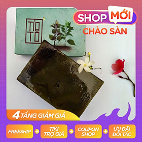 Xà bông Sinh Dược Tía tô, xà bông cục handmade 100gr, mẫu bao bì vẽ mộc, mùi hương nhu thơm nhẹ, làm sạch diệt khuẩn hiệu quả, an toàn và có lợi cho sức khỏe