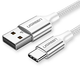 Cáp usb ra type c bọc nhôm màu bạc 1.5m Ugreen 288OL60132US Hàng chính hãng