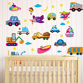 Decal dán tường phương tiện giao thông ngộ nghĩnh cho bé XL2008