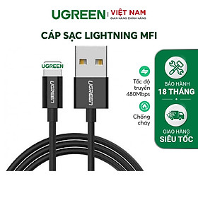 Cáp Sạc Light ning Chuẩn MFi UGREEN US155 - Sạc Ổn Định Dòng 2.4A - Sạc Nhanh Cho Iphone Ipad - Tốc Độ Truyền 480Mbps