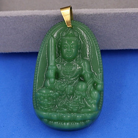 Mặt Phật Văn Thù Bồ Tát thạch anh xanh 5cm MTXN3 - phật bản mệnh tuổi Mão - Mặt size lớn