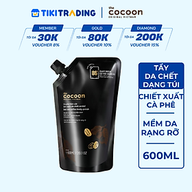 Tẩy da chết cơ thể cà phê Dăk Lăk  Cocoon - Túi refill 600ml