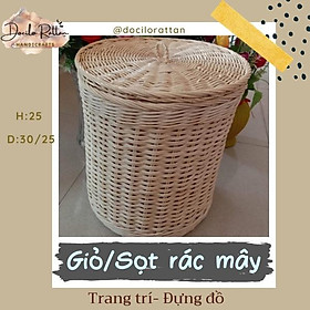 Hình ảnh SỌT RÁC bằng mây -Giỏ rác đan sợi mây- Sọt đựng đồ