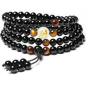 Vòng tay nam, nữ 108 hạt đá nhiều lớp với mặt đá trắng độc đáo - Vòng tay cặp đôi