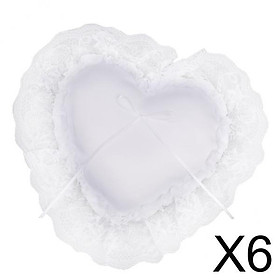 6xLace Heart shape Ring Pillow Cushion Ring Bearer Wedding Ceremony Day Decor