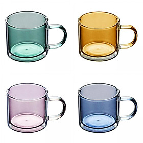 4 Pieces 250 ml Glass Cup Champagne Drinking Cup Double-Layer for Cafe