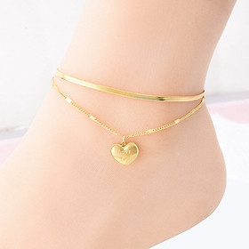 Lắc chân 2 tầng sợi mì mặt trái tim titan ko han rỉ tt 3810