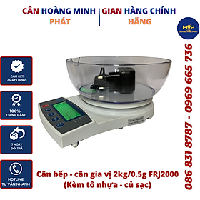 Cân điện tử cân gia vị nhà bếp mini 2kg/0.5g FRJ2000 có độ chính xác cao, kèm tô nhựa, kèm sạc [ CÂN HOÀNG MINH PHÁT ]