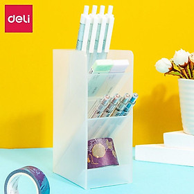 Ống cắm bút đựng đồ văn phòng Deli - 4/ 5 ngăn-màu trắng trong -giúp bàn làm việc gọn gàng - 8934/8935/8936