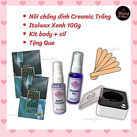 Combo wax lông nóng (hạt sáp + dầu lau sáp + dưỡng da sau wax + nồi chuyển dụng)