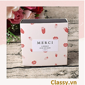 Hộp đựng quà hình vuông tự gấp; Kích thước 9 * 8,7 * 4cm ; dạng ngăn kéo; in chữ Merci làm quà tặng Q562