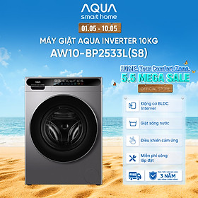 [SẮP RA MẮT 2026] Máy giặt cửa trước AQUA Inverter 10kg AW10-BP2533L(S8) - Bảo hành 2 năm - Freeship toàn quốc - Hàng chính hãng