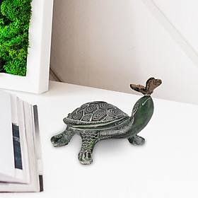 Adorable Turtle Statue Fairy Garden Animal Model Painted Art Crafts Ornaments Decoration Resin Figurine for Backyard Cabinet Office Pond Store
