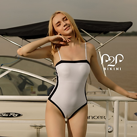 P2P BIKINI - Đồ bơi một mảnh hai dây basic kèm belt trắng - MN390M_HD