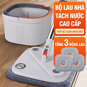 Mua Bộ cây lau nhà tách nước bẩn Kitimop-N08 có thùng lau nhà tự vắt thông minh  chổi lau nhà 360 độ  3 bông lau
