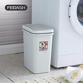 Thùng Rác Hộ Gia Đình , Thùng Rác Nhà Bếp Phòng Tắm Nhà Vệ Sinh Phòng Ngủ Có Thể Bấm Tay Đơn Giản Phong Cách Nhật Bản Nhãn Hiệu FEIDASH G2710/G2720 - Trắng Xám - Dung tích 6L