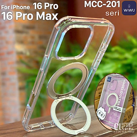 Ốp lưng cho iPhone 16 Pro Max - 16 Pro - 16 Plus - 16 hiệu WI WU MCC-201 nhựa cứng trong viền dẻo + vòng nam châm kiêm giá đỡ - Hàng chính hãng - iPhone 16