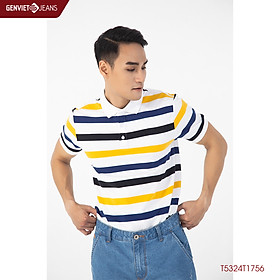 Áo Polo Nam Kẻ Cộc Tay Có Cổ Bẻ T5324T1756 GENVIET