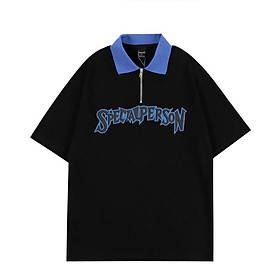 Áo polo unisex co khoá zip form rộng