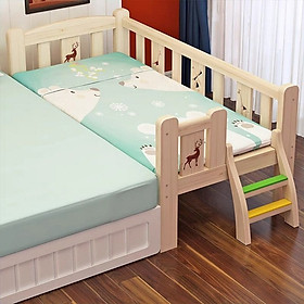 Giường gỗ cho trẻ em quây 3 mặt ghép cạnh giường ba mẹ kích thước dài 1m5 rộng 70cm cao 40cm
