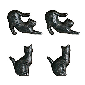 4pcs Retro Cat Design Furniture Door Knob Cast Iron Wardrobe Drawer Pulls