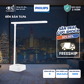 Đèn bàn Philips bảo vệ mắt DSK212 Tilpa PT 5W 4000K - Điều chỉnh độ sáng, êm dịu cho đôi mắt khỏe đẹp