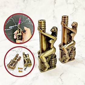 Mua Bật lửa hột quẹt khè hình cô gái ôm cột kim loại nguyên khối - xài gas