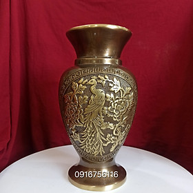 Mua Lọ hoa phượng hoàng đồng vàng màu hun cạo 24.5cm