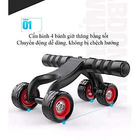 Con Lăn 4 Bánh Tập Cơ Bụng Hiệu Quả, Dụng Cụ Tập Gym Tại Nhà XTOP L04