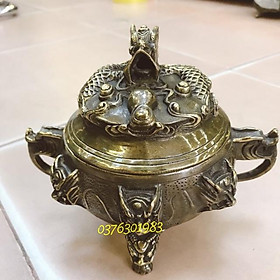 Mua lư đốt trầm hương bằng đồng thau cao cấp  đỉnh đốt trầm đầu rồng.